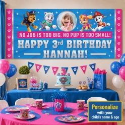 Paw Patrol Pink PERSONALIZED PHOTO Giant Vinyl Keepsake Banner